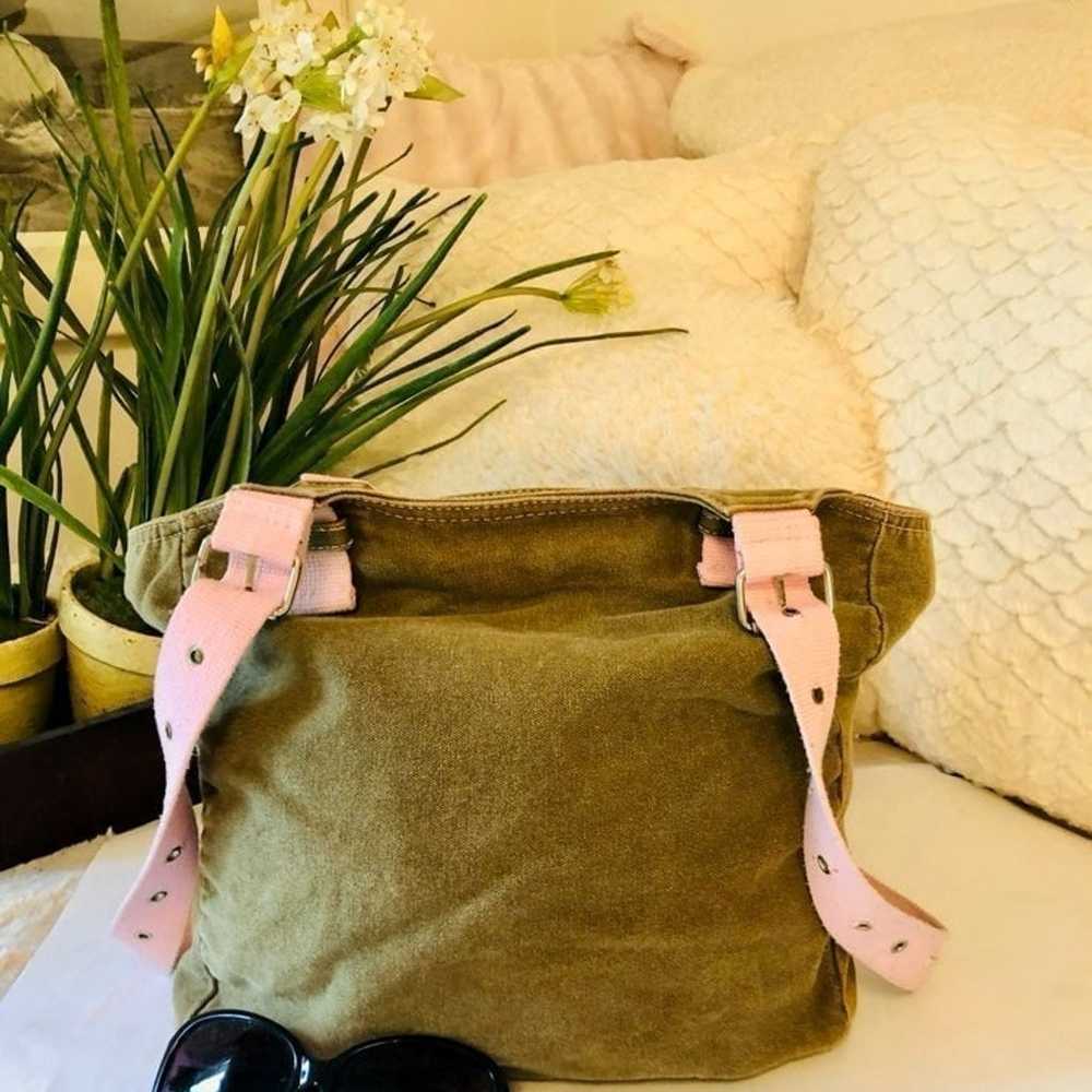 H&M Pink Brown Corduroy Tote Travel Shoulder Bag … - image 5