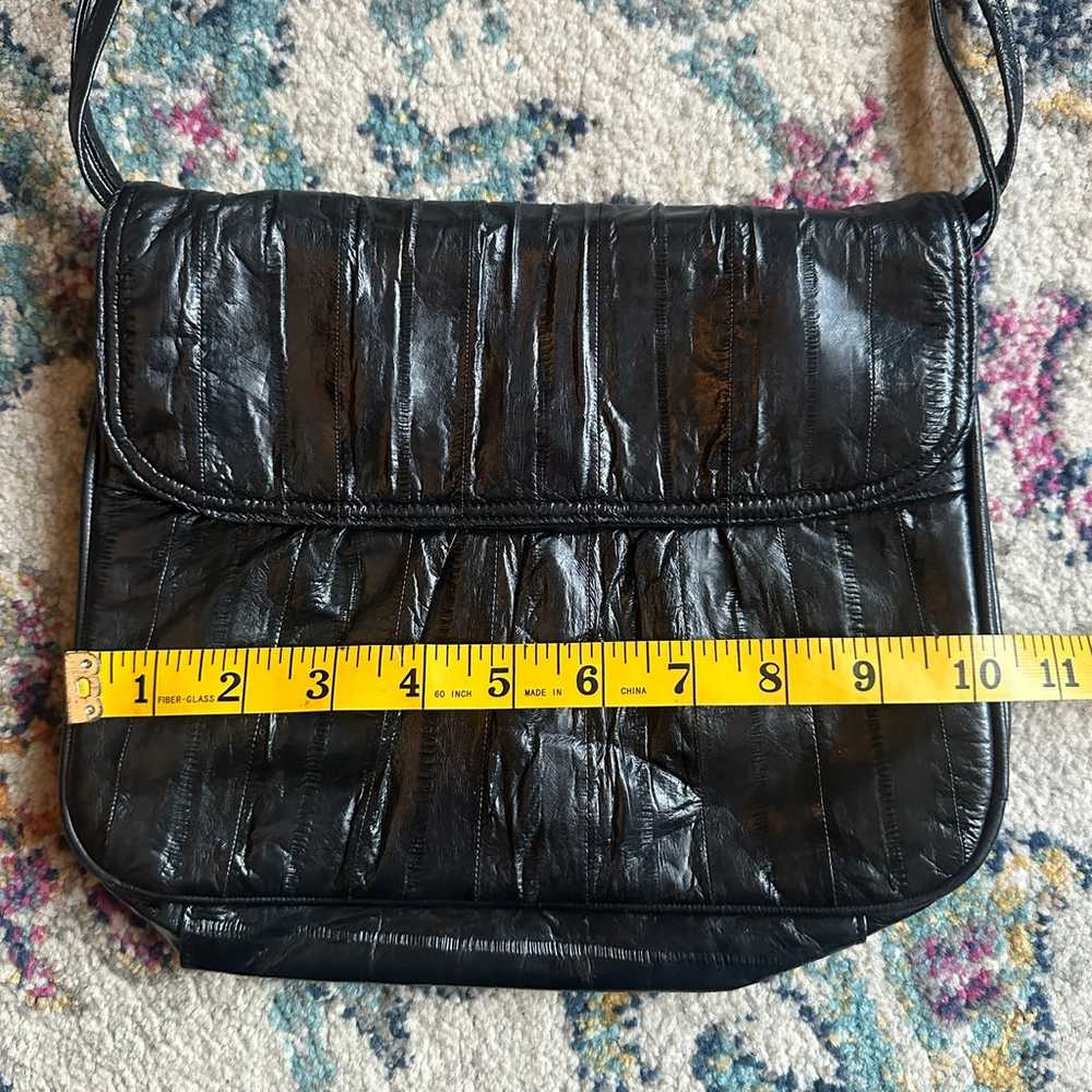 Vintage 80s Eel Skin Black Shoulder Bag Purse - image 3