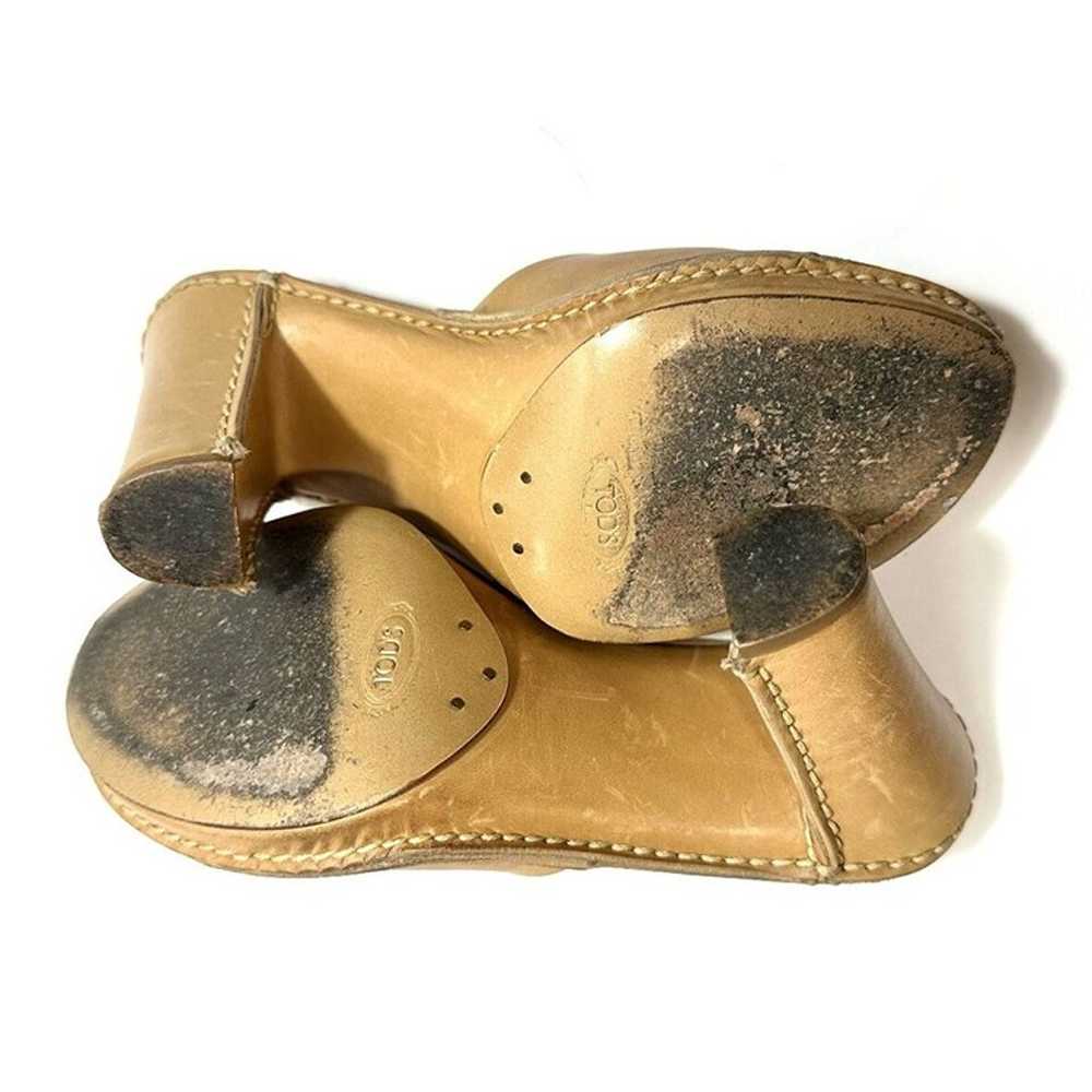 Tod's Vintage Leather Chunky Slip On Heel Pumps S… - image 6
