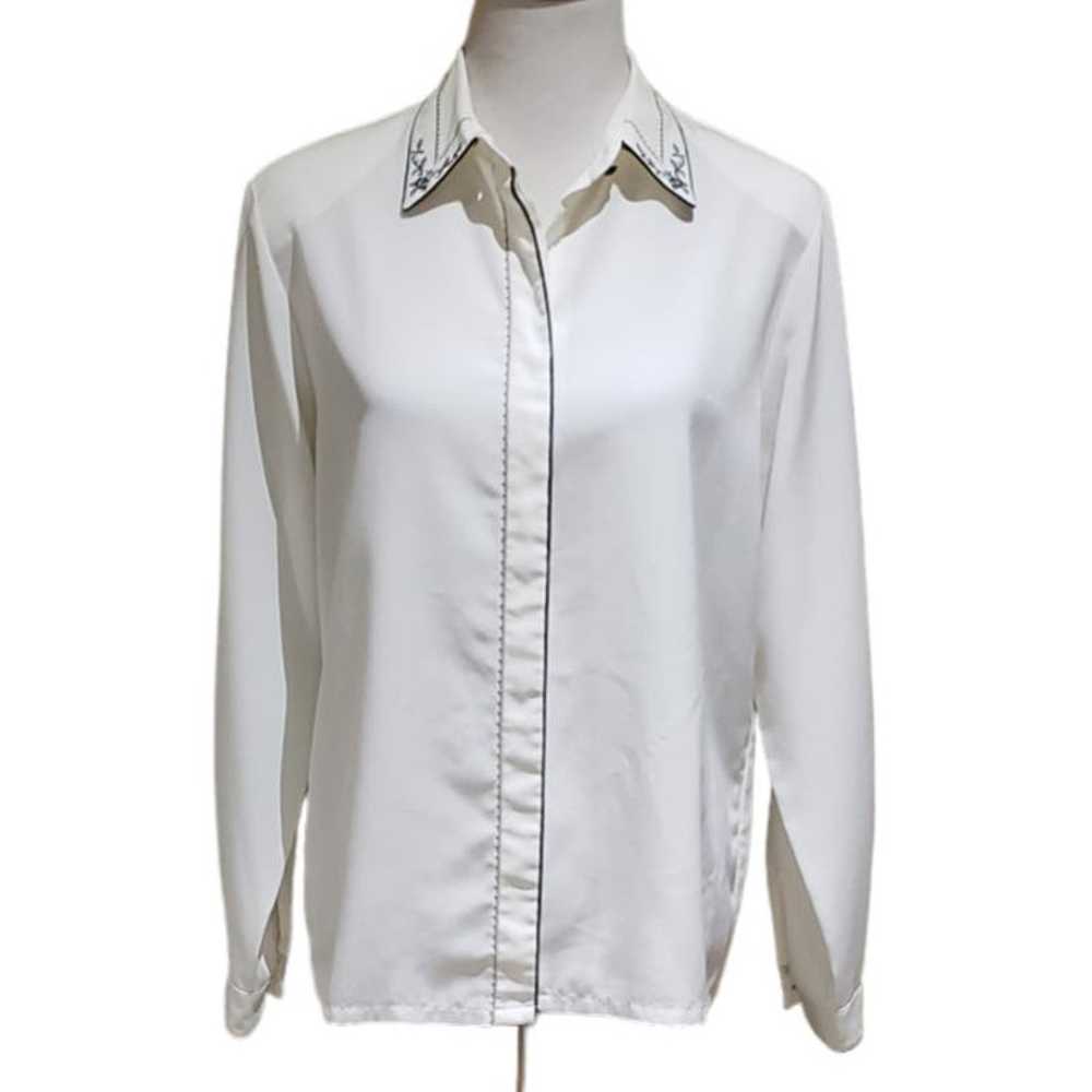 Vintage Shirt Embroidered Collar Button Down Blou… - image 3
