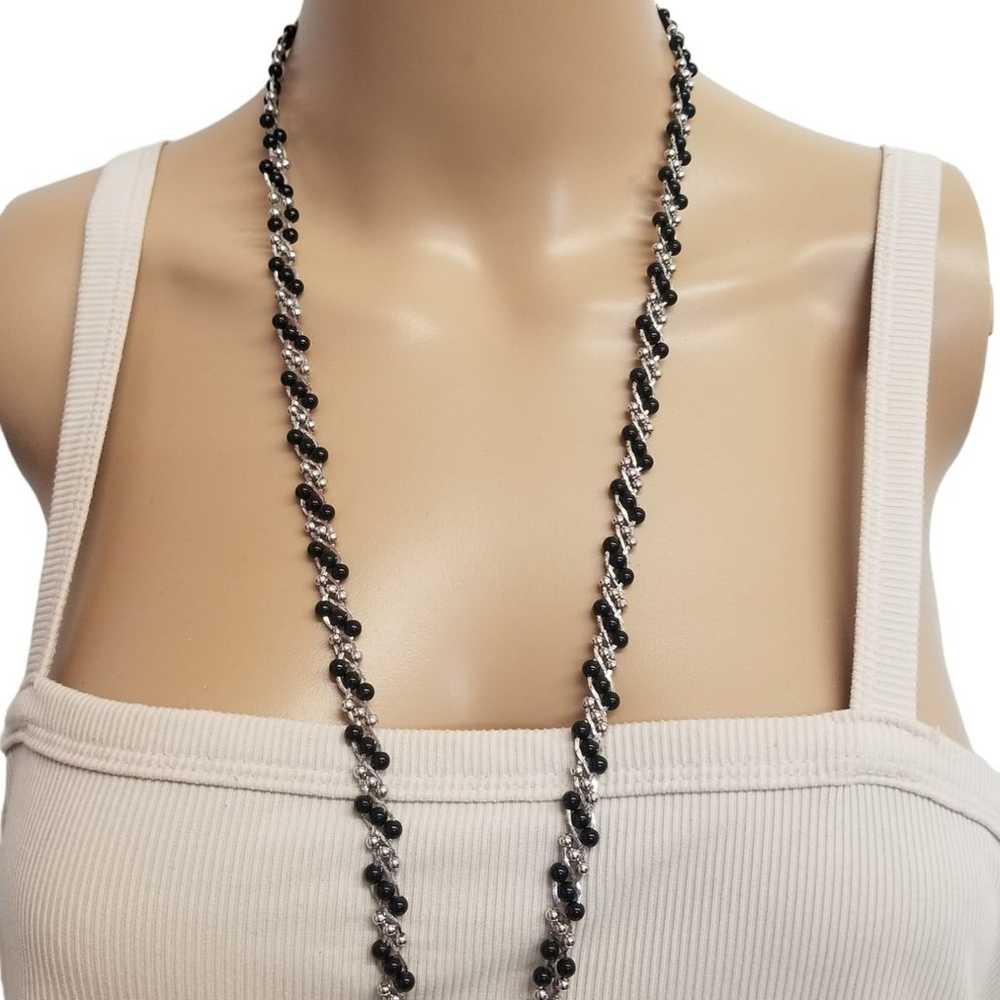 TRIFARI VINTAGE SILVERTONED BRAIDED NECKLACE WITH… - image 1