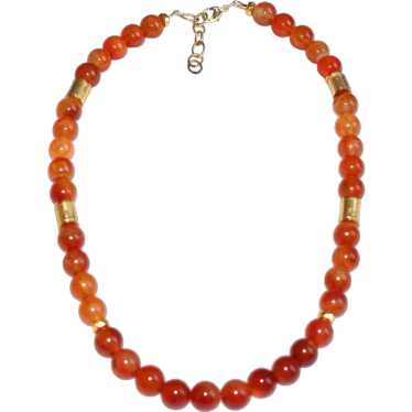 Orange-red Fire Agate Necklace