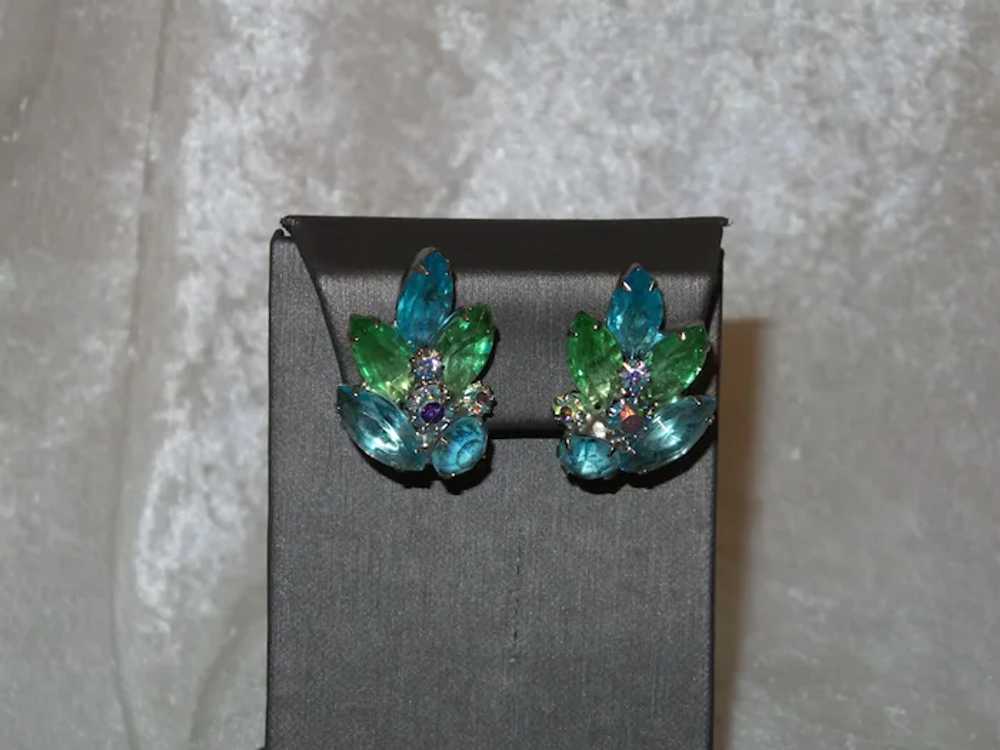 Juliana Blue Green Clip Earrings - image 10