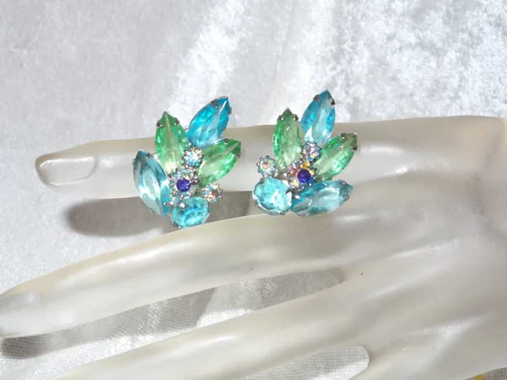 Juliana Blue Green Clip Earrings - image 11