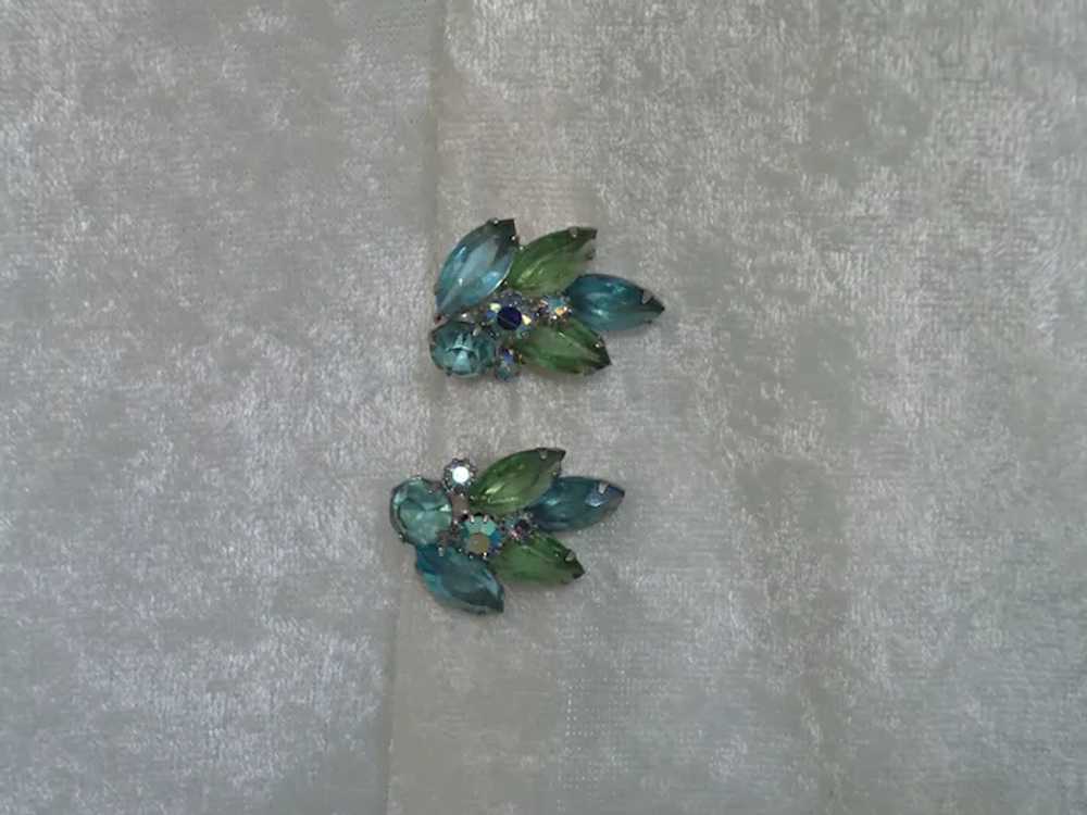 Juliana Blue Green Clip Earrings - image 3