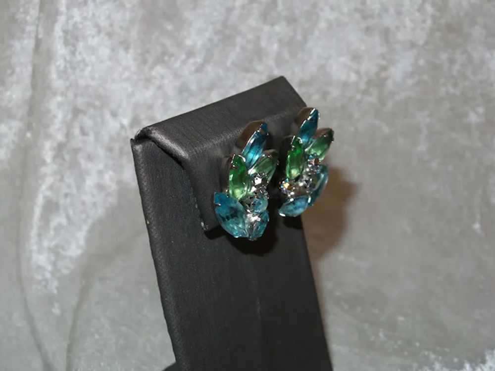 Juliana Blue Green Clip Earrings - image 4