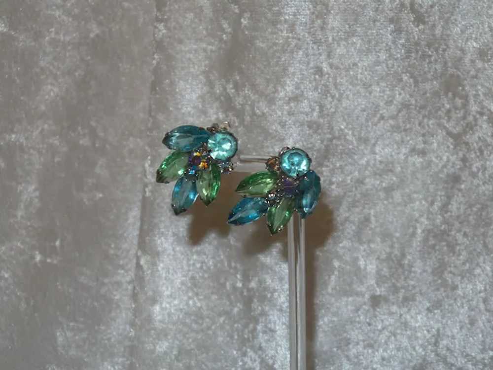 Juliana Blue Green Clip Earrings - image 5