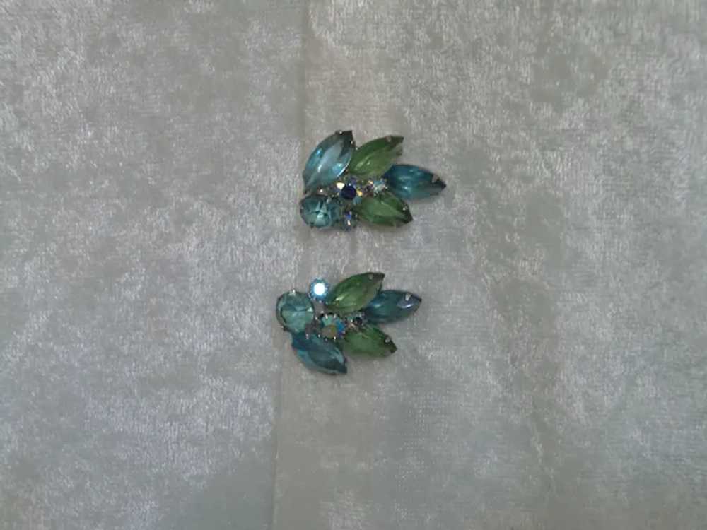 Juliana Blue Green Clip Earrings - image 6