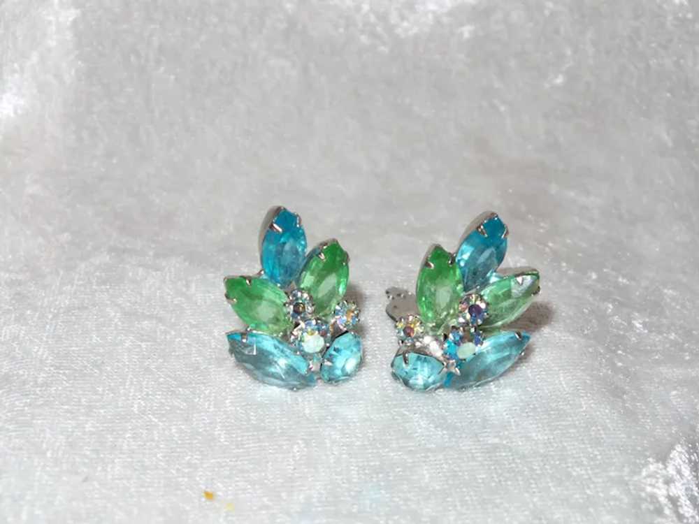 Juliana Blue Green Clip Earrings - image 8