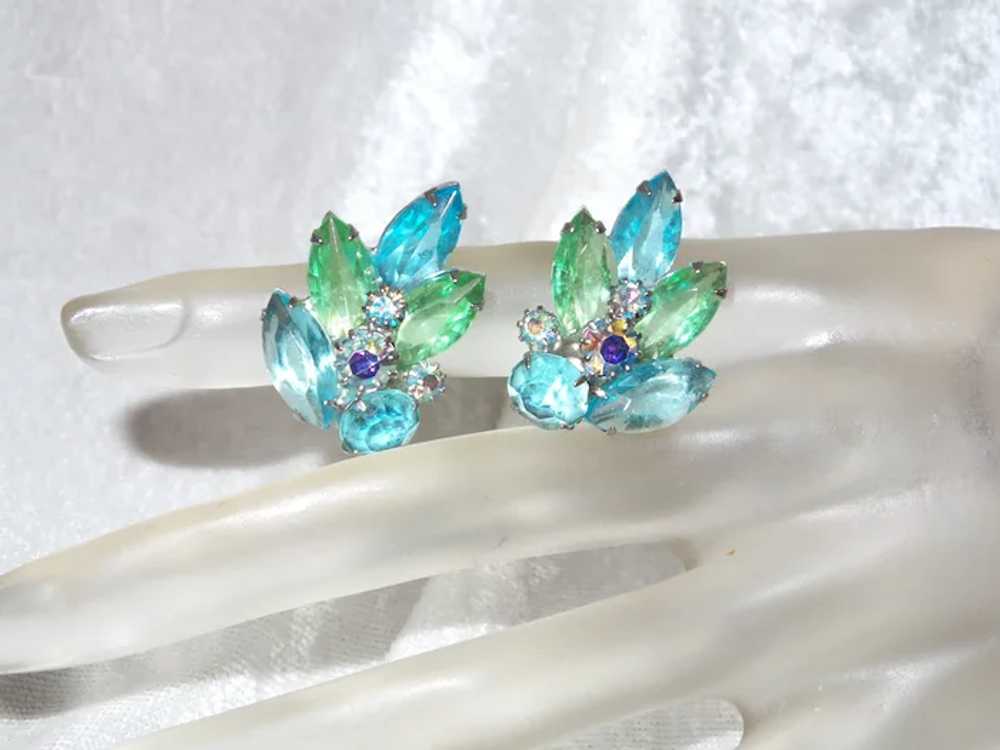 Juliana Blue Green Clip Earrings - image 9