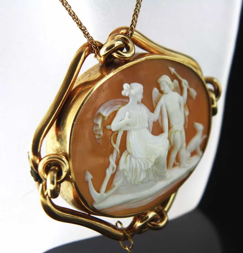 XXL Antique Victorian Symbolic Shell Cameo of Elp… - image 12