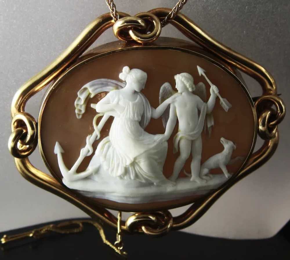 XXL Antique Victorian Symbolic Shell Cameo of Elp… - image 2