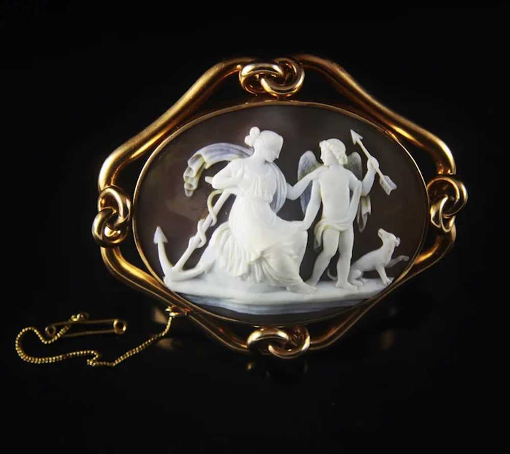 XXL Antique Victorian Symbolic Shell Cameo of Elp… - image 4