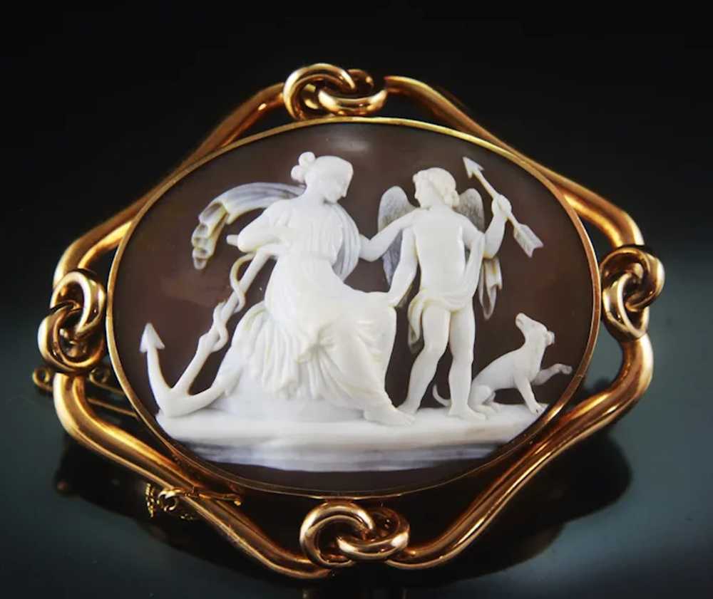 XXL Antique Victorian Symbolic Shell Cameo of Elp… - image 5