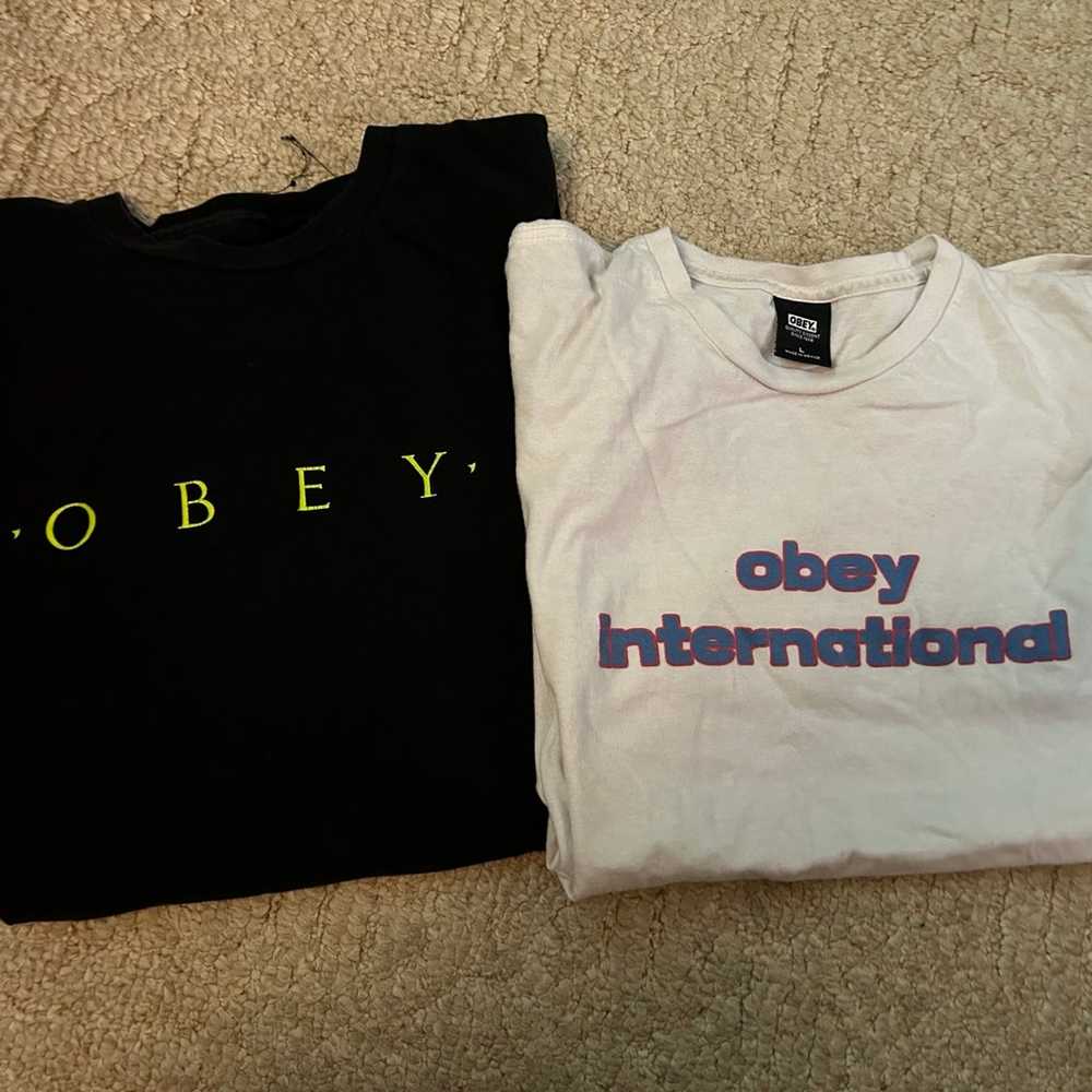 2 Vintage Obey men’s shirt lot - image 1