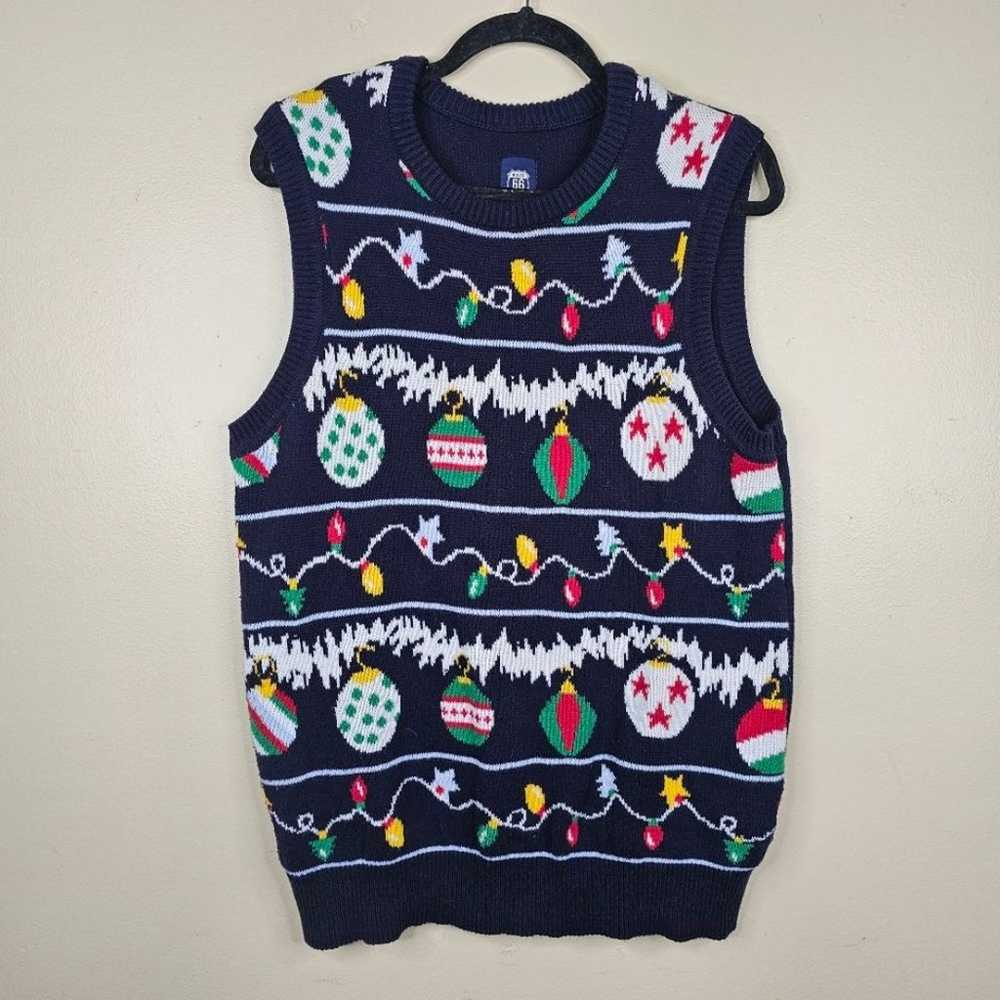 Route 66 vintage christmas knitted sleeveless swe… - image 1