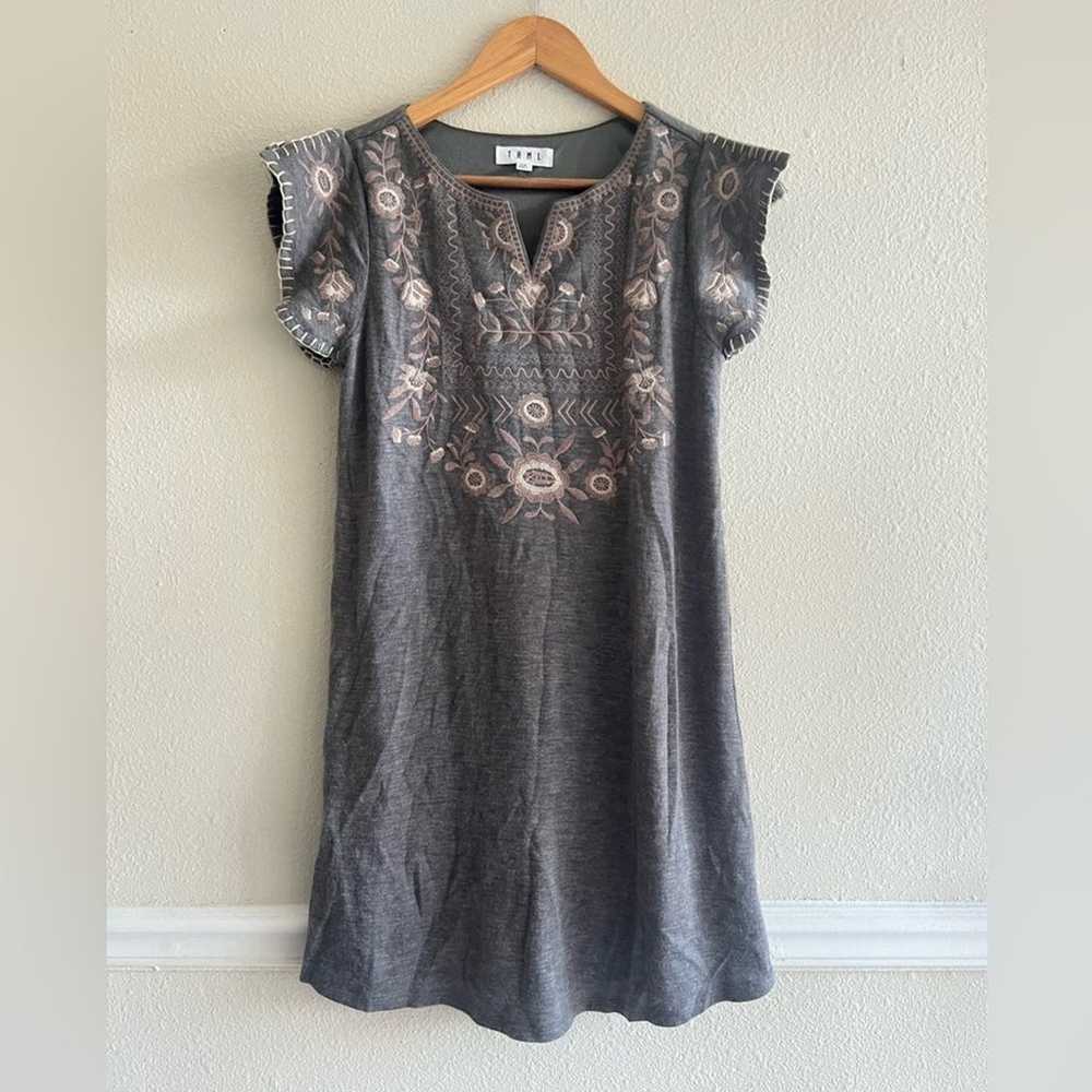 THML gray embroidered tunic dress size XS - image 1