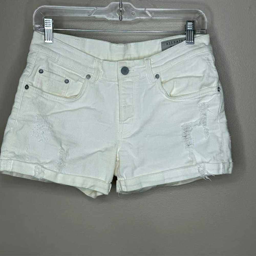 Allsaints Allsaints White Rip Denim Shorts - image 1