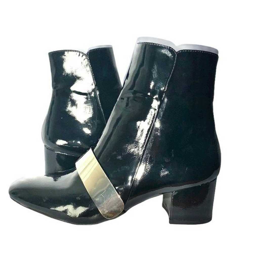 Zara Zara Black Patent Leather Side Zip Chunky Bl… - image 4