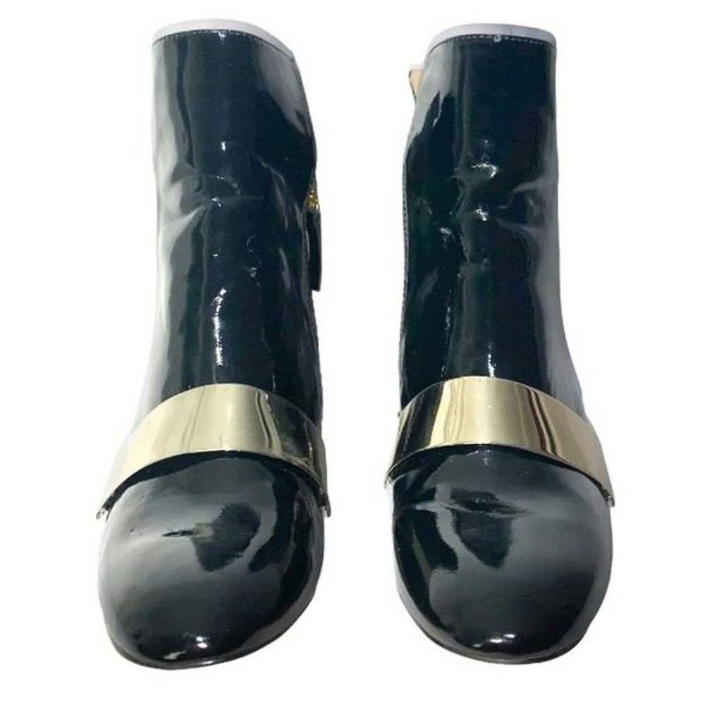 Zara Zara Black Patent Leather Side Zip Chunky Bl… - image 5