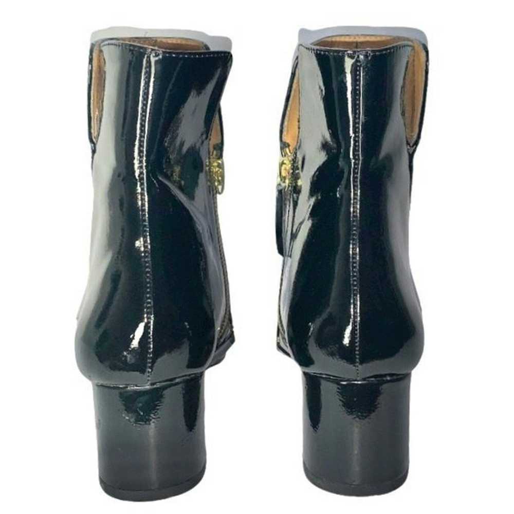 Zara Zara Black Patent Leather Side Zip Chunky Bl… - image 6