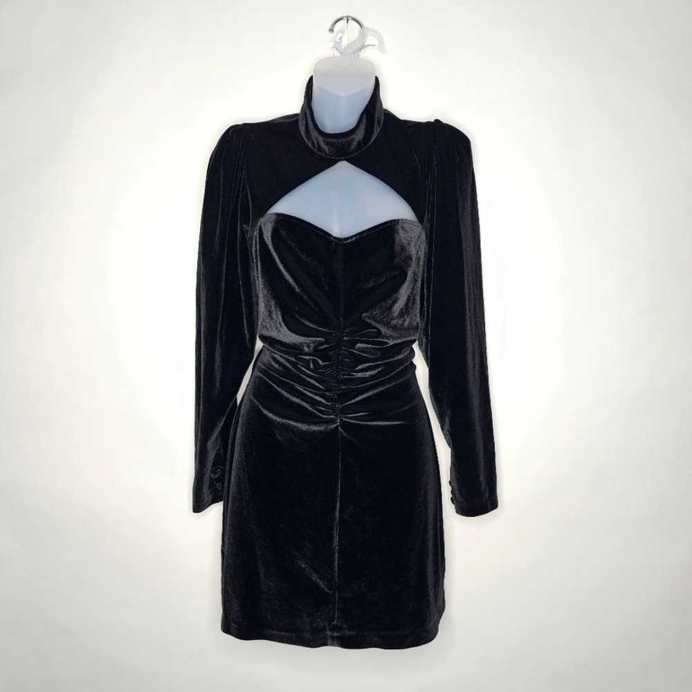 Zara Black Long Sleeve Velvet Mini Dress - image 3