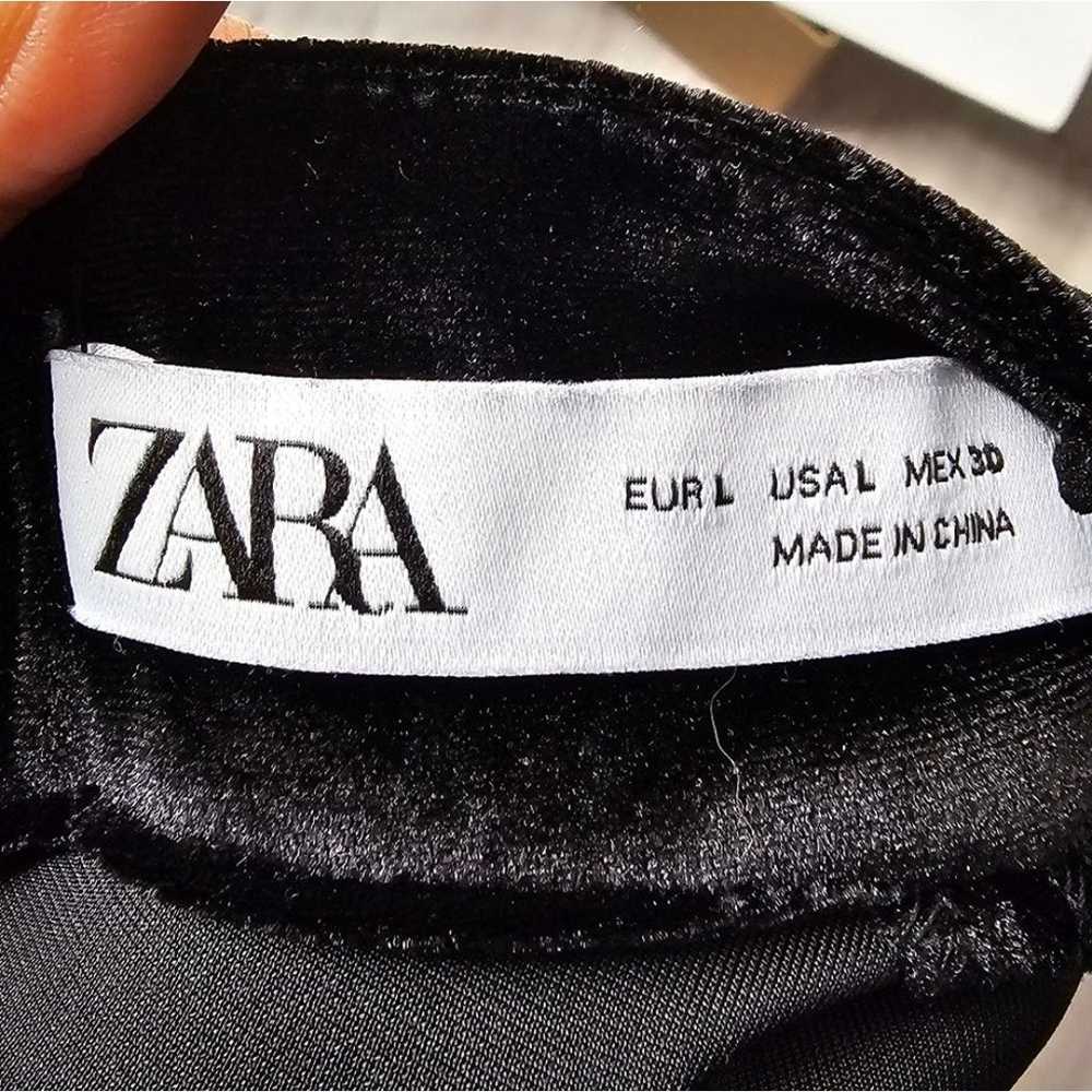 Zara Black Long Sleeve Velvet Mini Dress - image 5