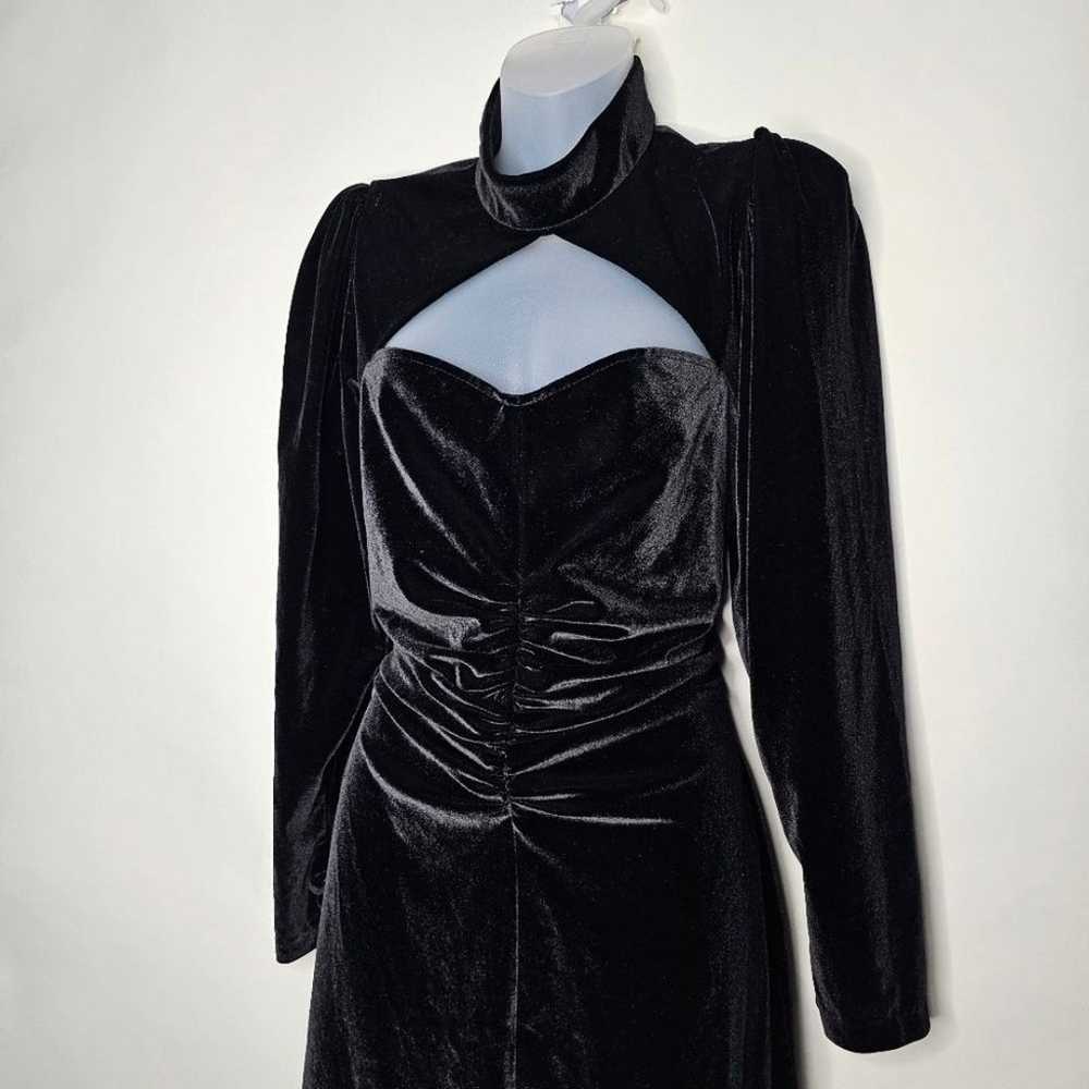 Zara Black Long Sleeve Velvet Mini Dress - image 6