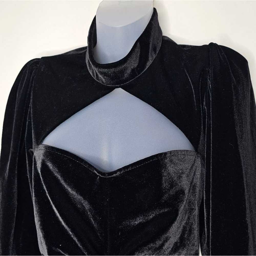 Zara Black Long Sleeve Velvet Mini Dress - image 9