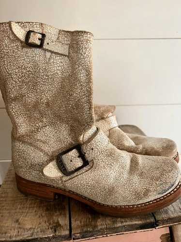 Frye White/ Beige Leather Boots
