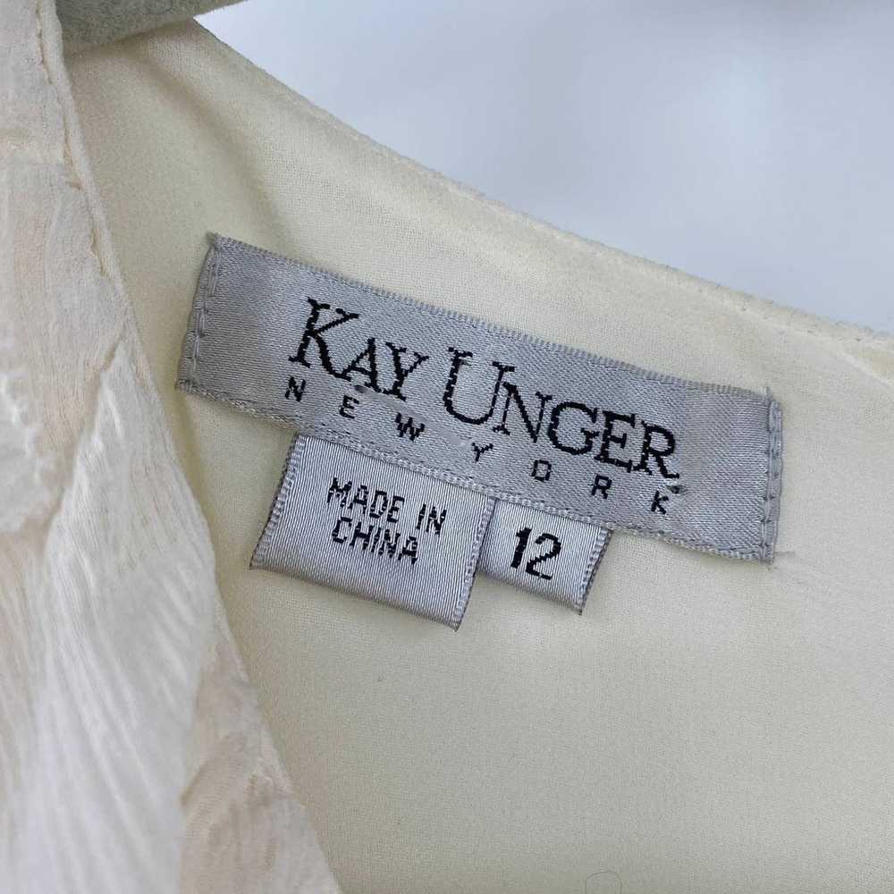 Kay Unger Sheath Dress Silk Bodice Ruffled V Neck… - image 9