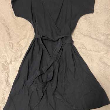 Linenfox 100% linen wrap dress, graphite - image 1