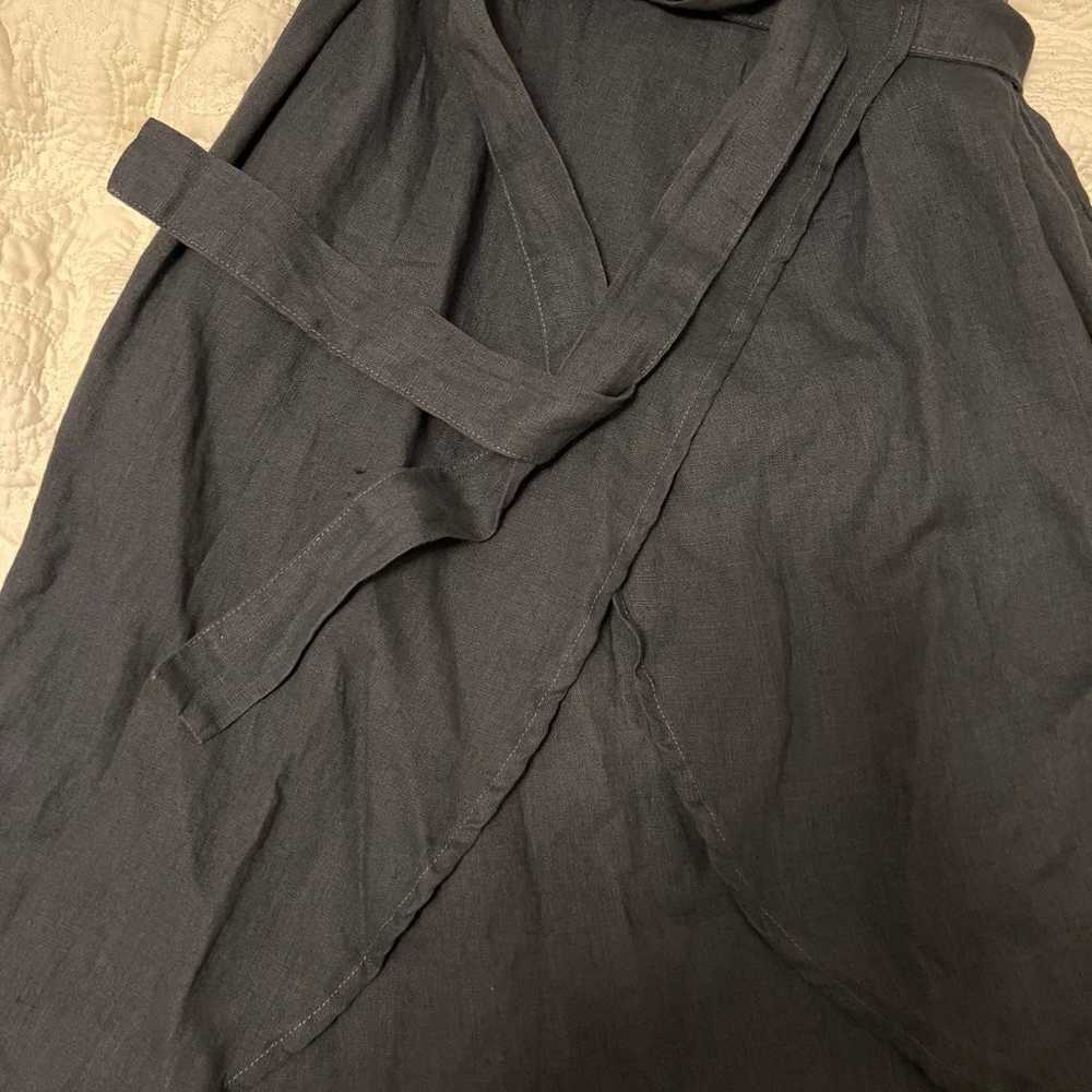 Linenfox 100% linen wrap dress, graphite - image 3