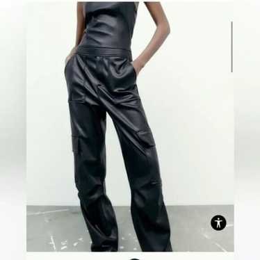 Zara, Pants & Jumpsuits, Zara Black Vegan Leather Belted Pants Sz Small  Nwot Blogger Favourite