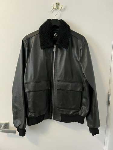 Paul Smith Leather Bomber with Removable Shearling