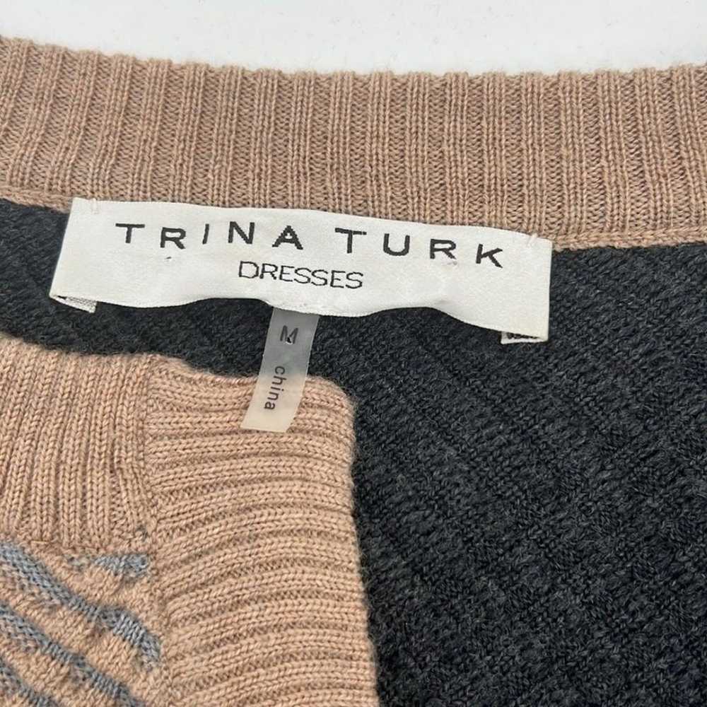 TRINA TURK Designer Brown Grey Wool Long Sleeve S… - image 6