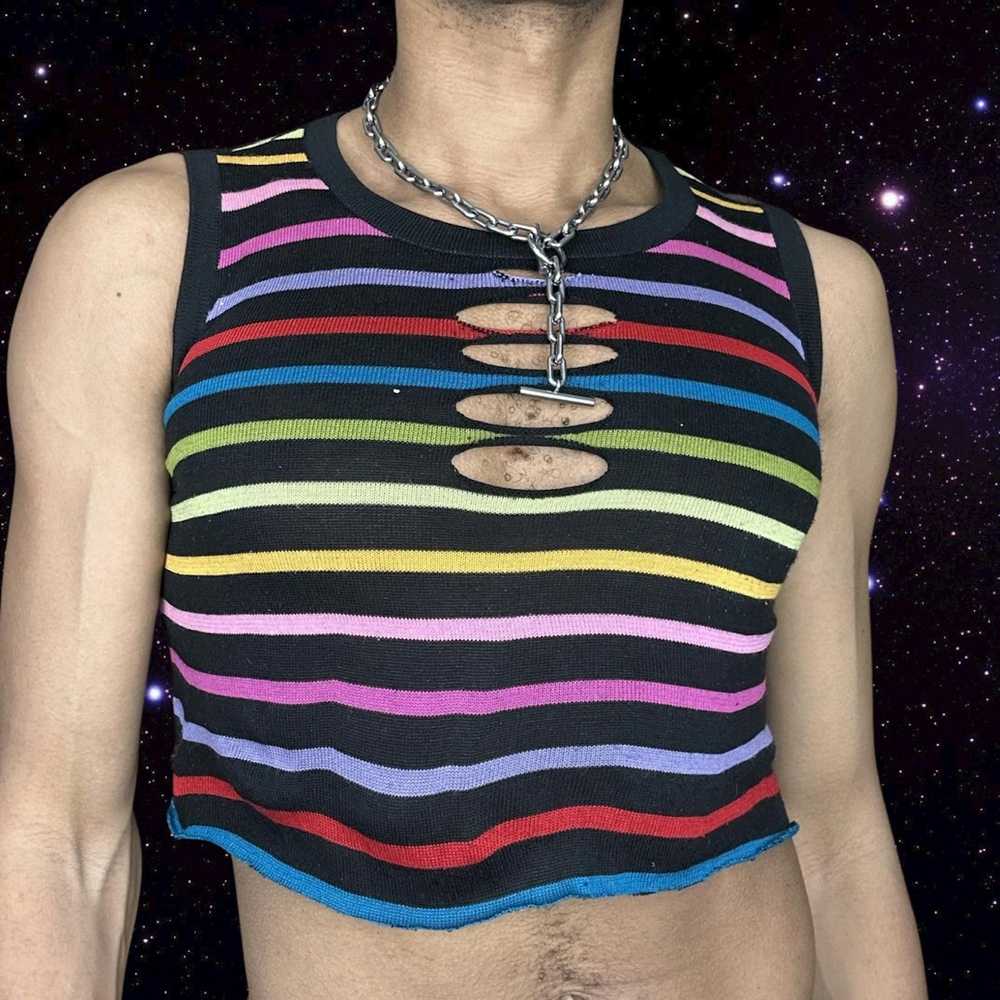 Rare × Vintage ASTROBOI* BLACK CROPPED RAINBOW TA… - image 2