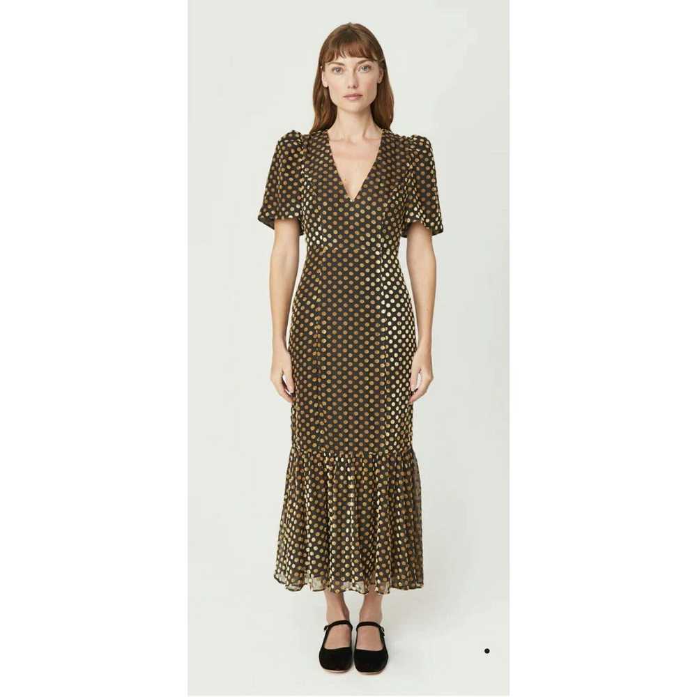 Rhode Rhode Anton Dress Black Gold Polka Dot Size… - image 1