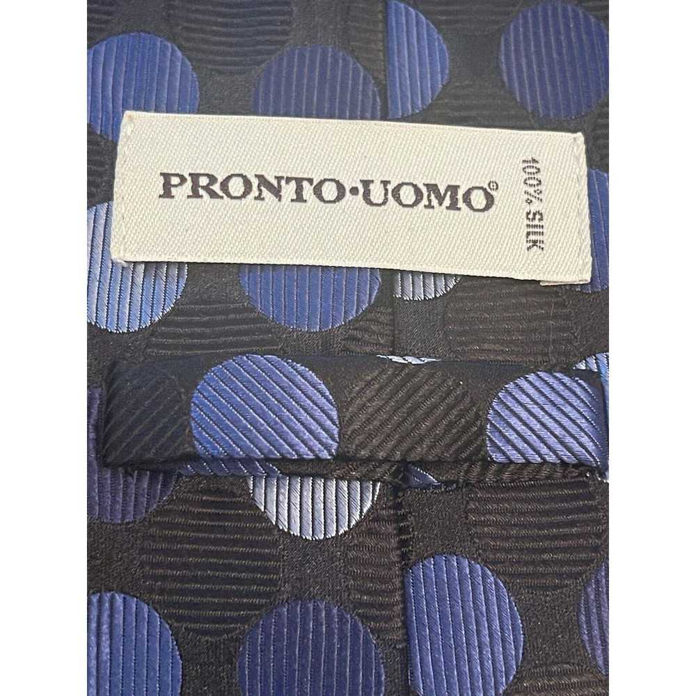 Pronto Uomo Pronto Uomo Black Blue 100% Silk Made… - image 8