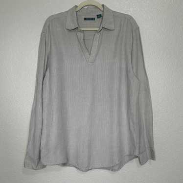 Cubavera Cubavera Linen Blend Gray Textured Long S