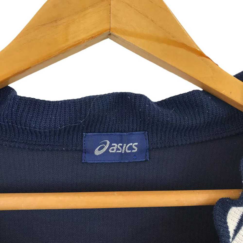 Asics Vtg ASICS JAPAN V Neck Minimalist Blue Swea… - image 3