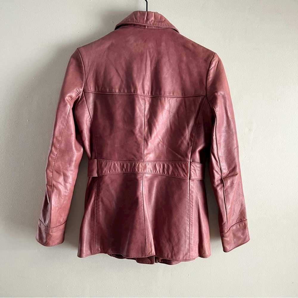 Vintage Vintage 70s Belted Red Leather Jacket But… - image 10