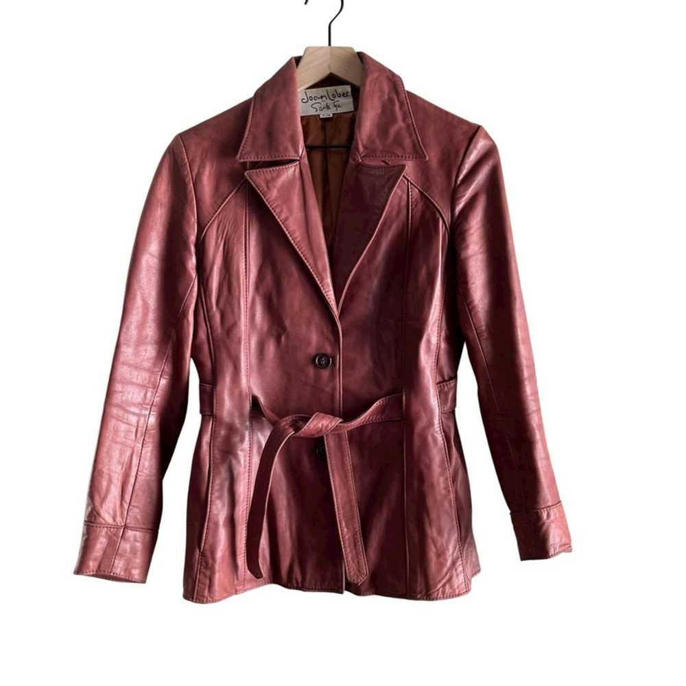 Vintage Vintage 70s Belted Red Leather Jacket But… - image 1