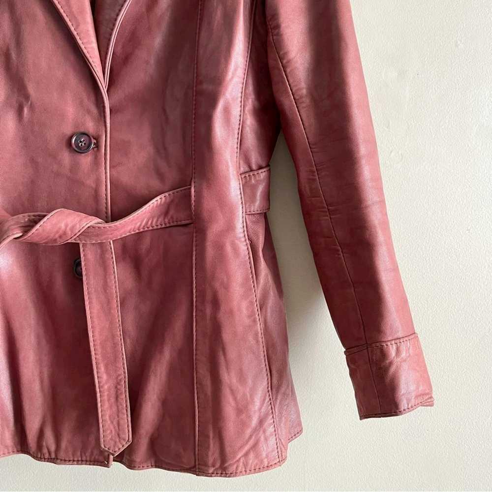 Vintage Vintage 70s Belted Red Leather Jacket But… - image 5