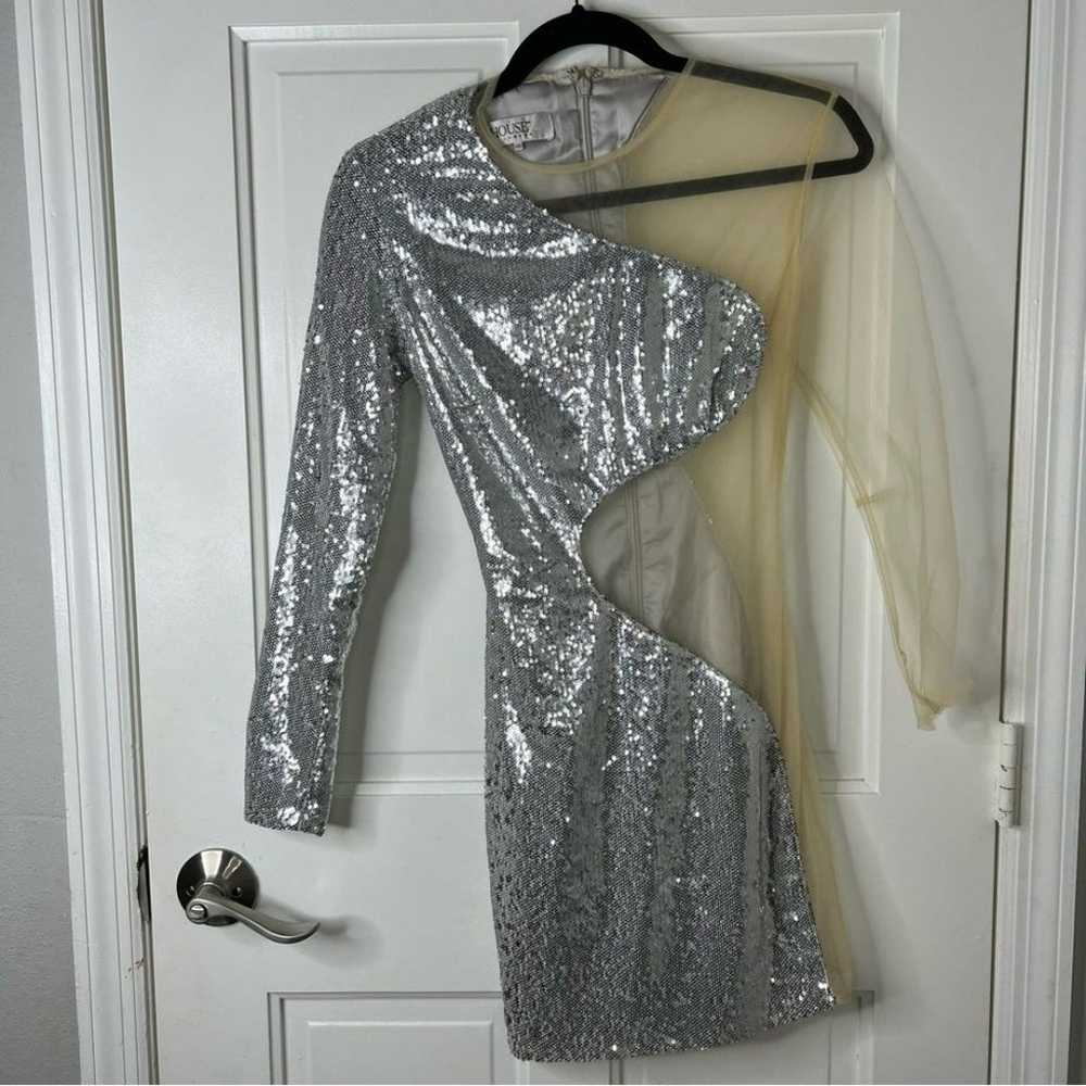 House of CB Zia Silver sequin and nude mesh illus… - image 3