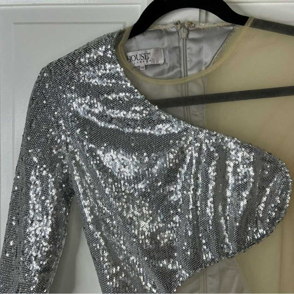 House of CB Zia Silver sequin and nude mesh illus… - image 4