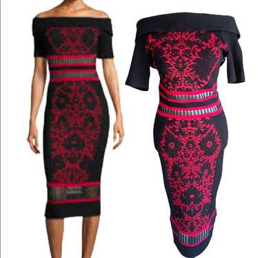 RVN Red Black Off the Shoulder Sheath Dress Size M
