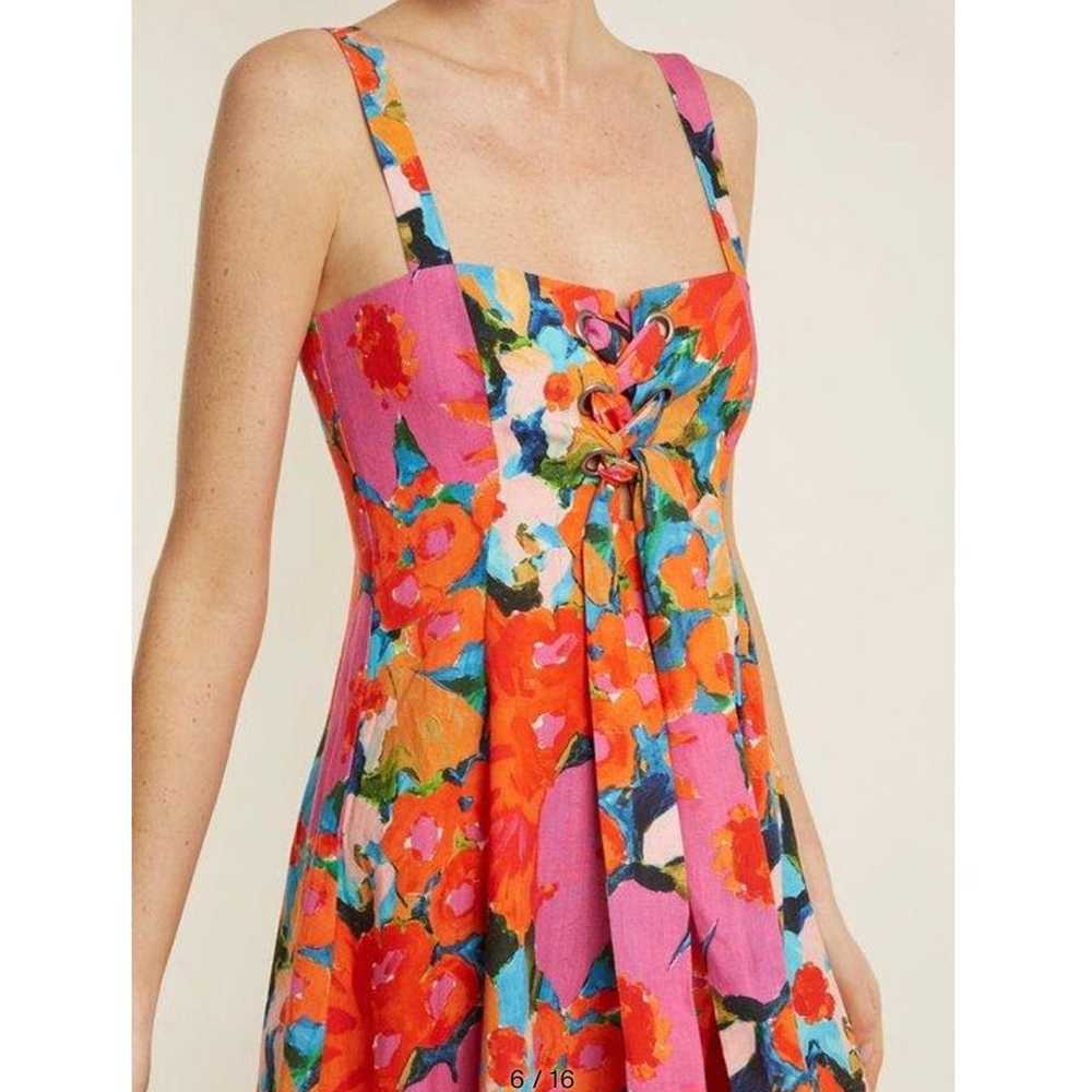 Mara Hoffman Dress Floral Mei Maxi Lace up Linen … - image 2