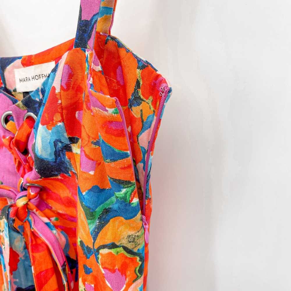 Mara Hoffman Dress Floral Mei Maxi Lace up Linen … - image 8