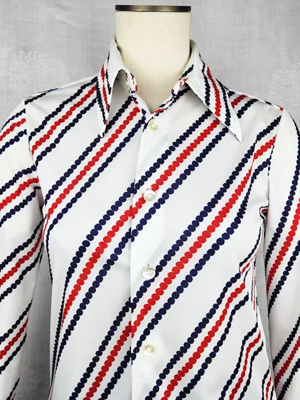 Vintage 1970s Givenchy Paris Blouse/Shirt Red/Whi… - image 5